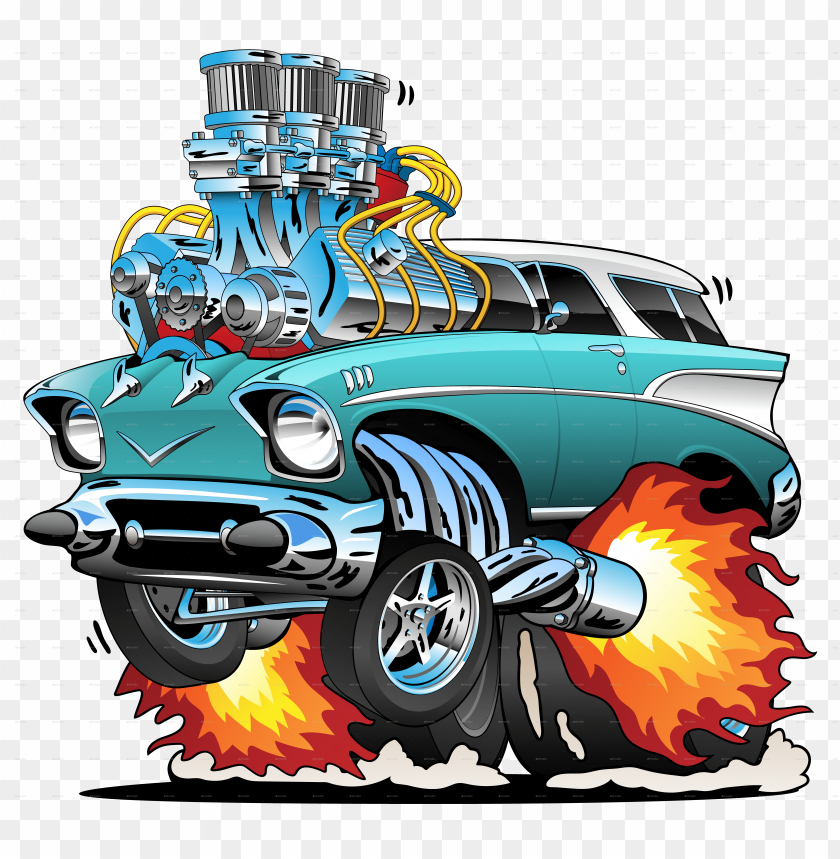 57 V2 57 V2 Muscle Car Hot Rod Cartoon Car Png Image With Transparent Background Toppng - rat rod roblox
