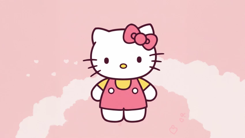 Hello Kitty With Soft Pink Aesthetic PNG Transparent Background