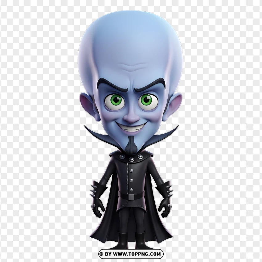 Kawaii Cartoon Megamind Villain Character PNG Transparent Background