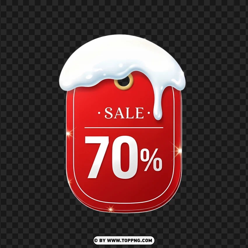 70 Percent Save Christmas Red Sale Discount Tag PNG Transparent Background