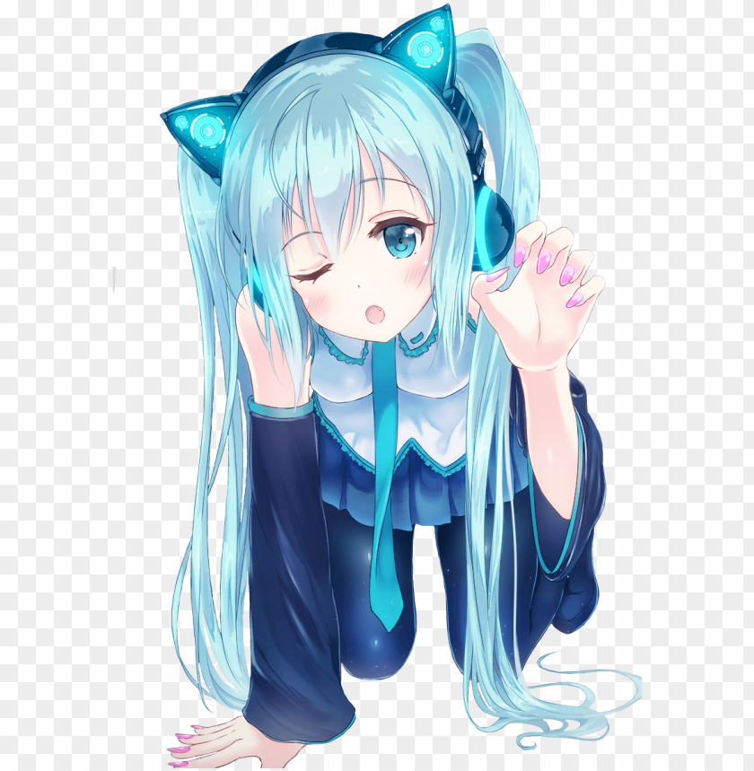 816 images about hatsune miku on we heart it - anime girl with cat ears  headphones PNG image with transparent background | TOPpng