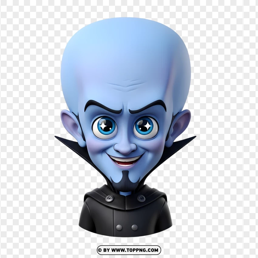 3d Kawaii Megamind With Big Expressive Eyes PNG Transparent Background