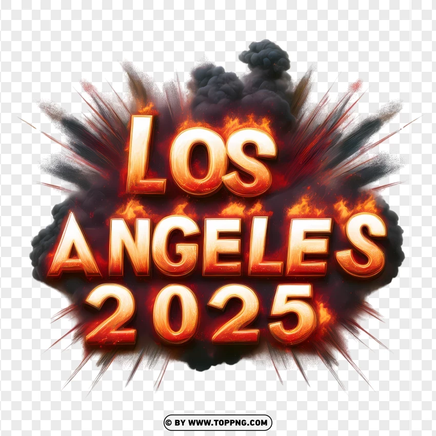 Los Angeles 2025 Surrounded By Dynamic Flames PNG Transparent Background