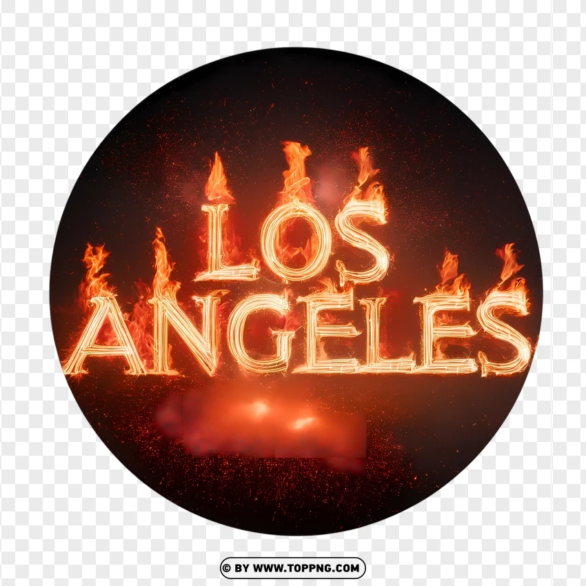 Los Angeles Burning Letters With Sparks PNG Transparent Background