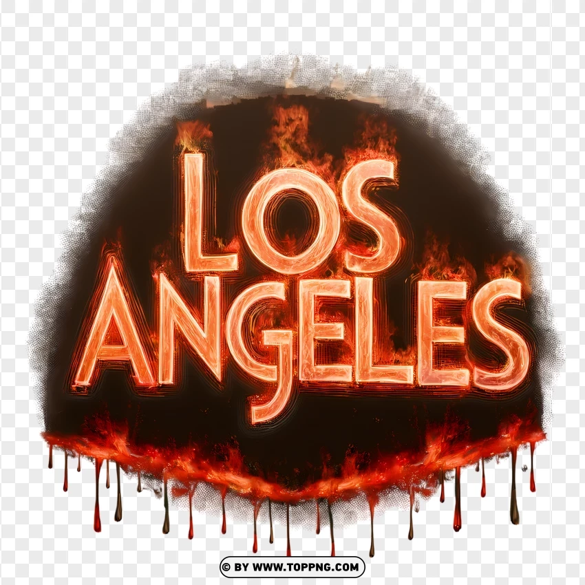 Los Angeles Dripping Fire Text Effect PNG Transparent Background