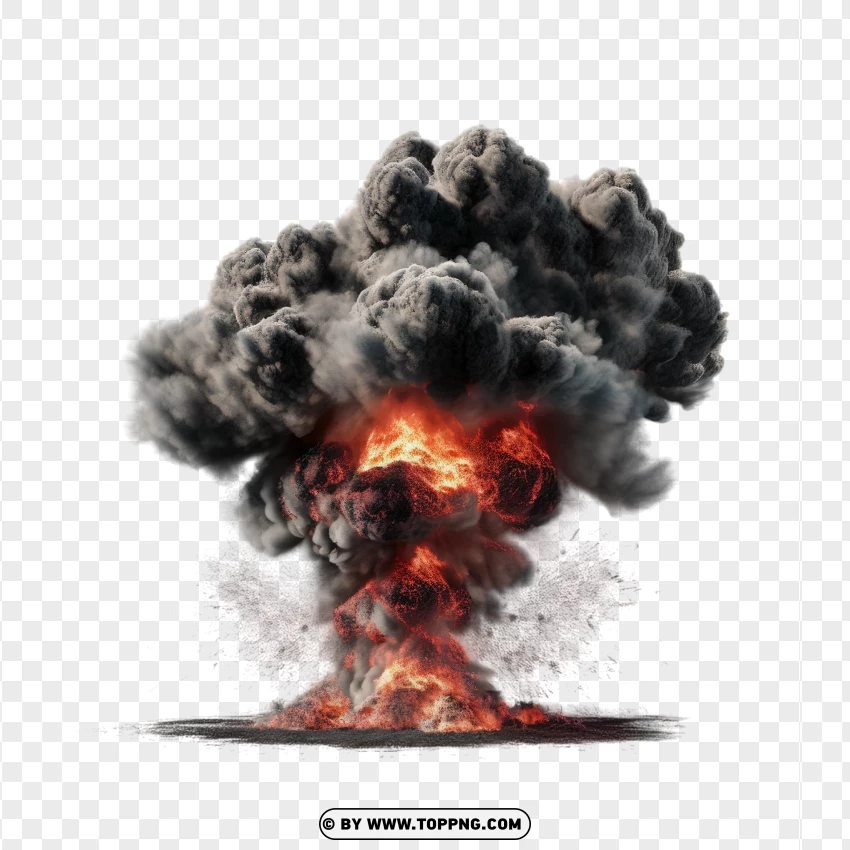 Fiery Explosion With Thick Smoke PNG Transparent Background