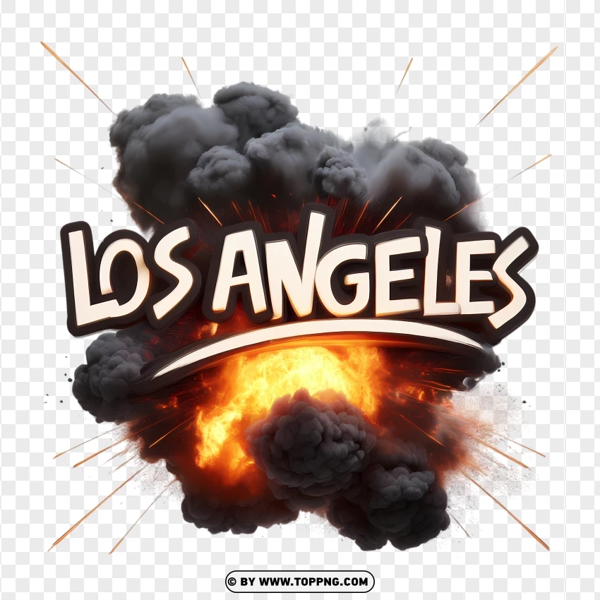 Los Angeles Text Overlayed On Explosion PNG Transparent Background