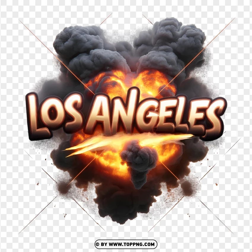 Los Angeles Letters With Fire And Smoke PNG Transparent Background