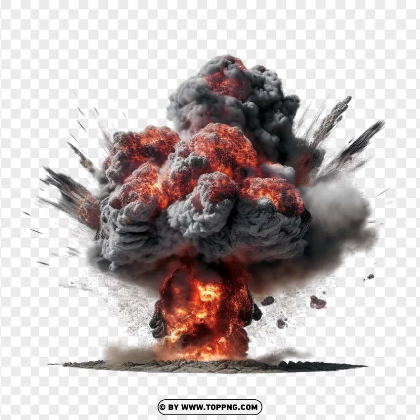 Big Explosion With Dark Smoke PNG Transparent Background