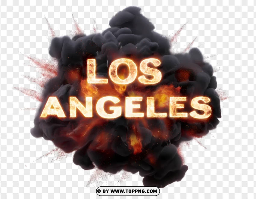 Los Angeles Burning Text With Thick Smoke PNG Transparent Background