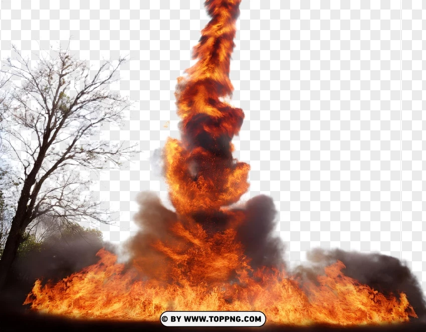 Towering Fire Whirl In Forest Scene PNG Transparent Background