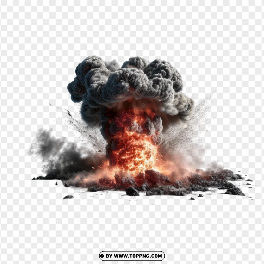 Explosion With Fire And Dark Smoke PNG Transparent Background