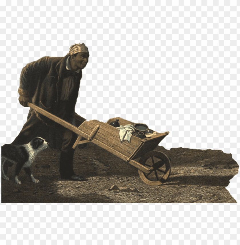 free PNG a black man shown pushing a wheelbarrow in an engraving - old man pushing a wheelbarrow PNG image with transparent background PNG images transparent