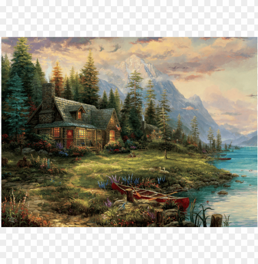 a father's perfect day - thomas kinkade a father's perfect day PNG image with transparent background@toppng.com