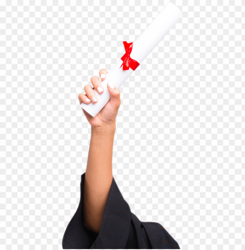 free PNG a graduates arm holding up their newly acquired diploma - diploma in hand PNG image with transparent background PNG images transparent