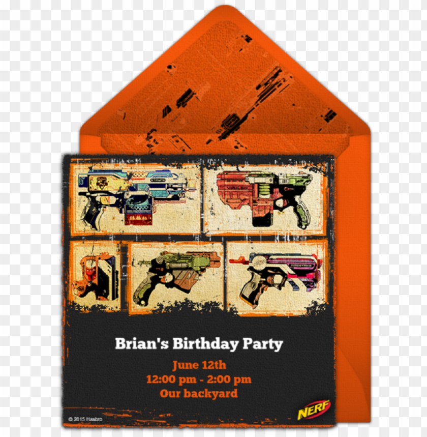 A Great Free Nerf Birthday Party Invitation Featuring Poster PNG Image With Transparent Background
