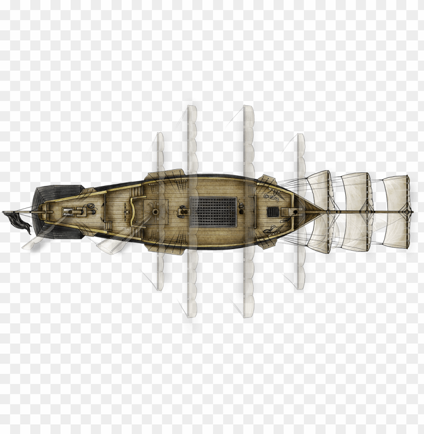 A Map Of A Pirate Ship In Full Sail - Sailing Ship Top Dow PNG Transparent With Clear Background ID 205158