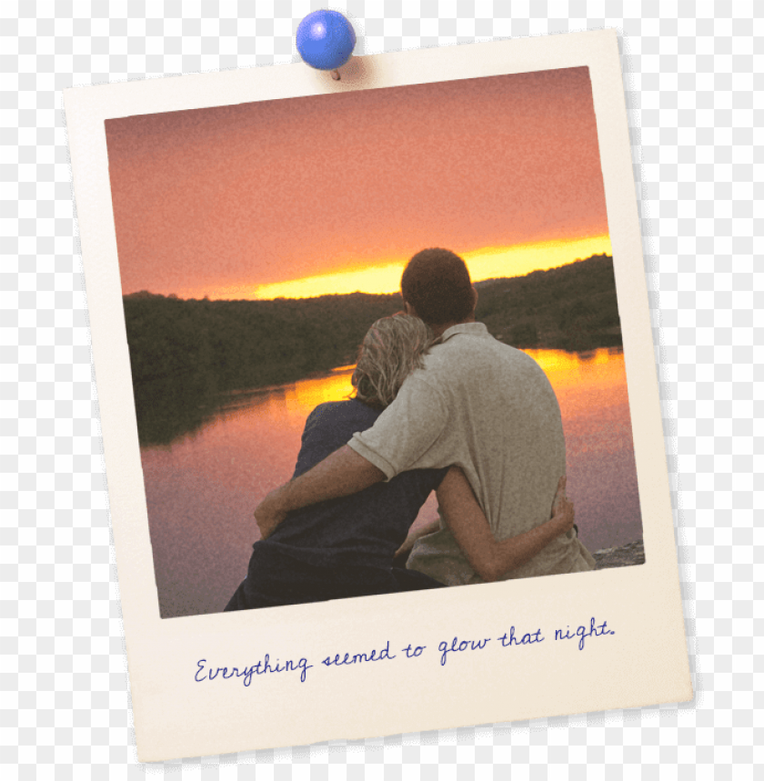 a young couple leans in for a kiss with an orange sunset - picture frame  PNG image with transparent background | TOPpng