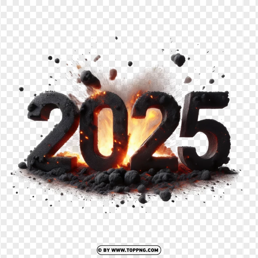 Massive 2025 Smoke Explosion With Fireball Free Clipart PNG Transparent Background