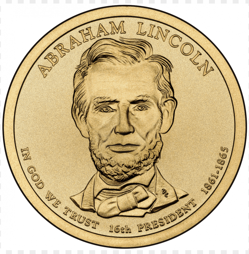 Transparent Background PNG of abraham linkcoln gold coin - Image ID 21145