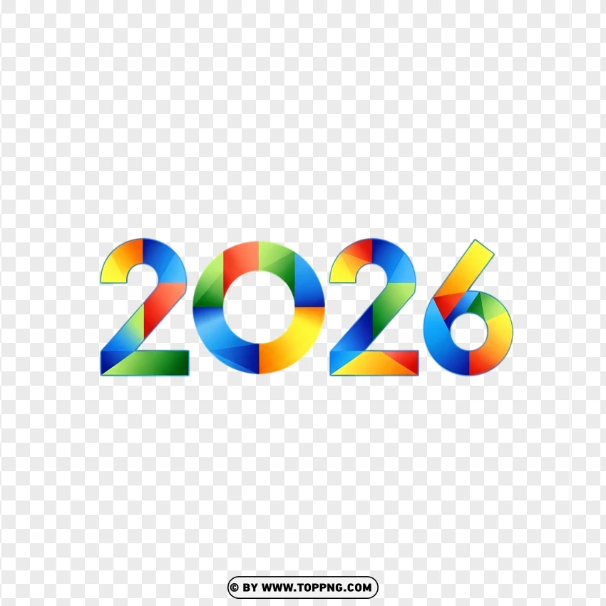 Abstract Geometric 2026 Typography With Color Blocks PNG Transparent Background
