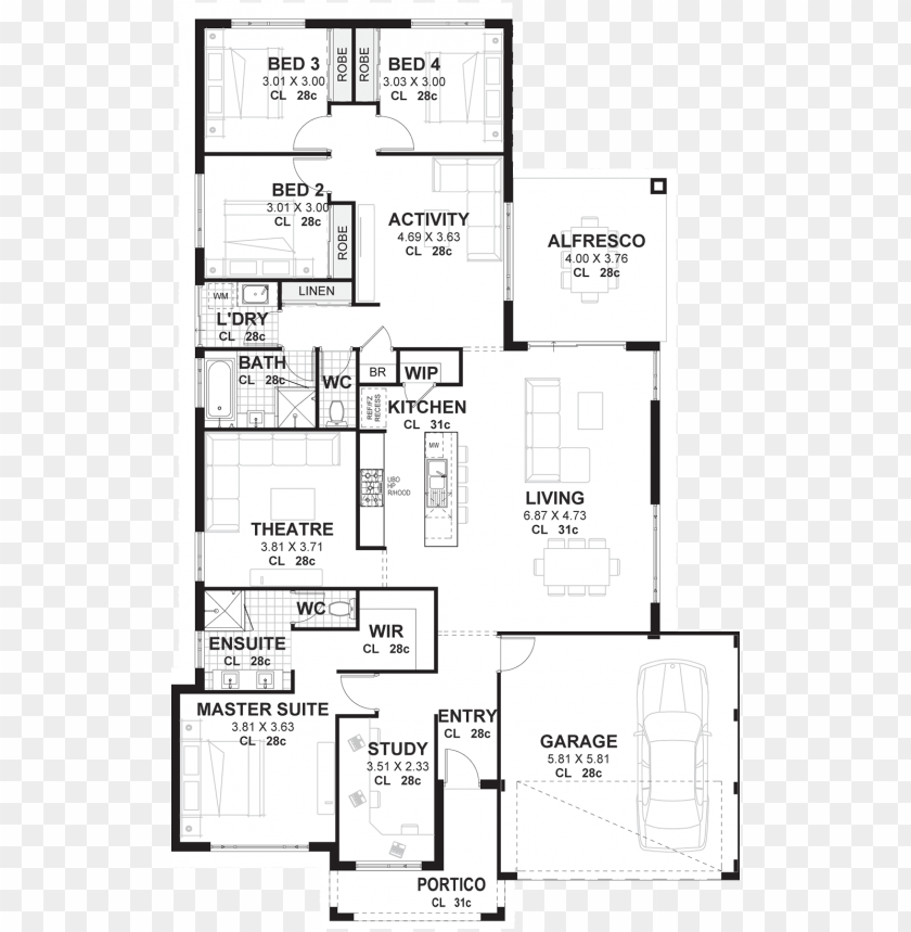 Acclaim Element 4 Bedroom House Plans Png Image With