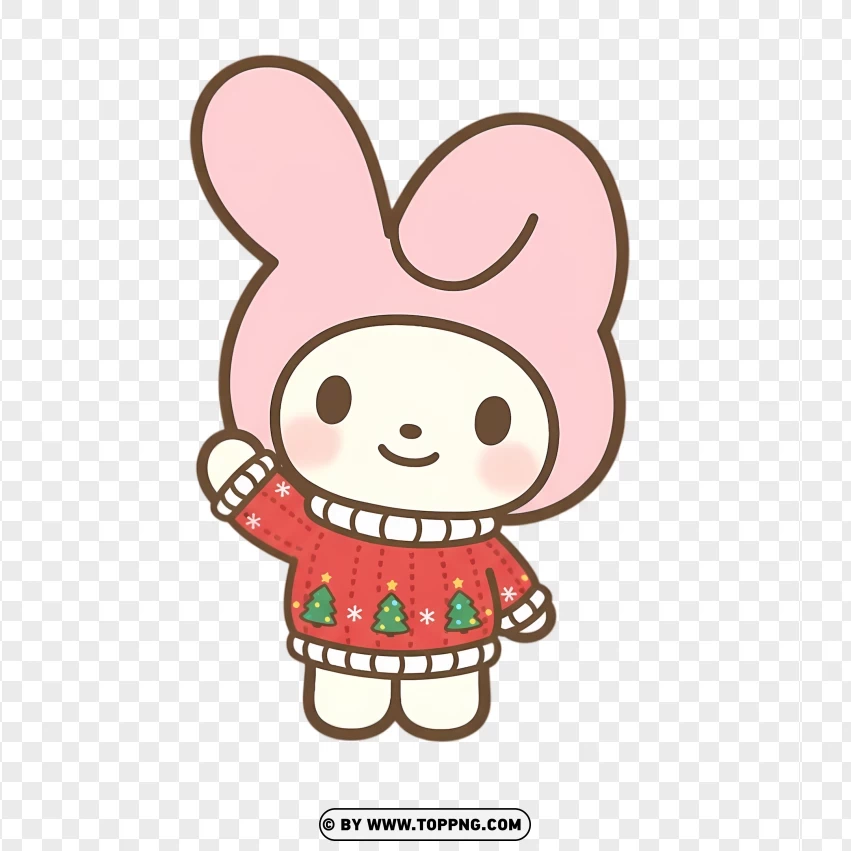 Cute bunny wearing Christmas sweater in festive pastel theme