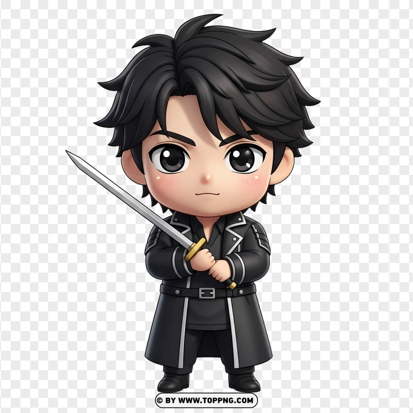 Adorable Chibi Kirito From Sword Art Online PNG Transparent Background