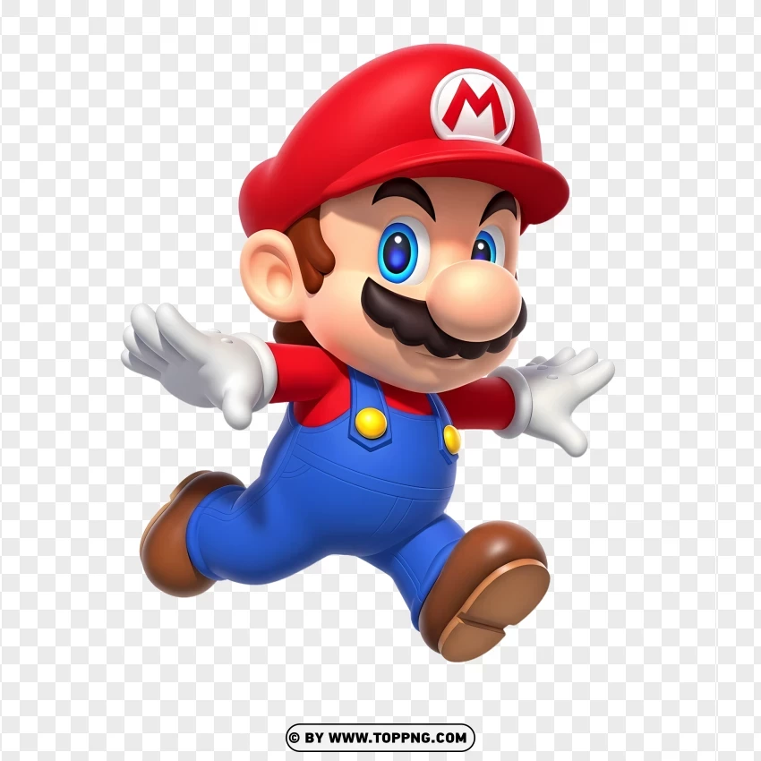 Adorable Chibi Mario Artwork With Red Hat PNG Transparent Background