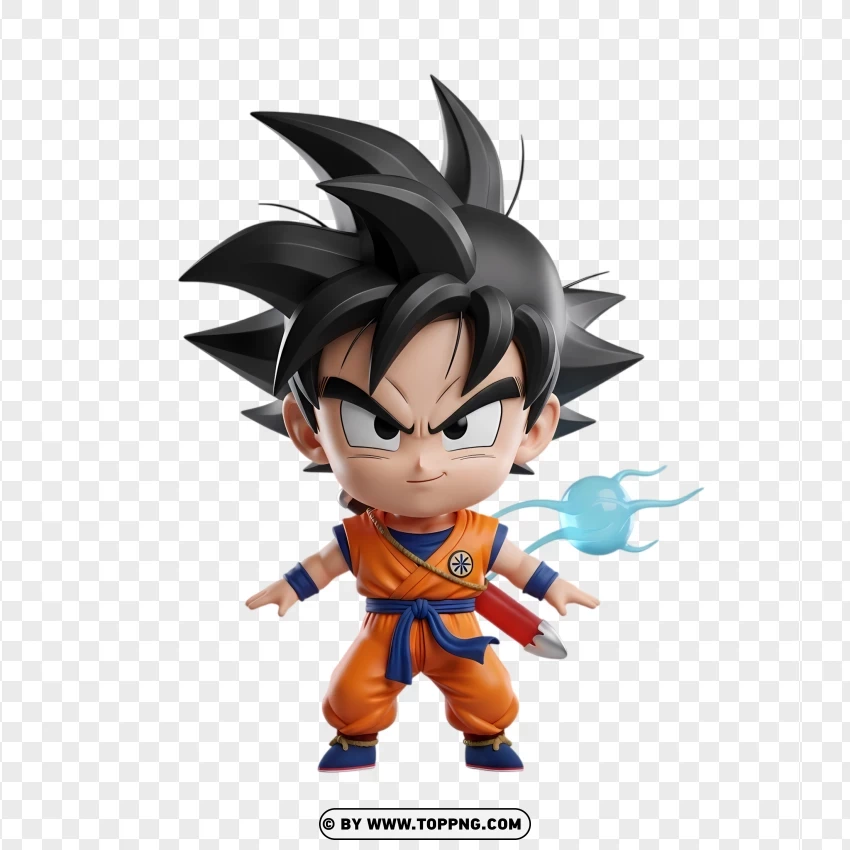 Adorable Goku Riding On Flying Nimbus Cloud PNG Transparent Background
