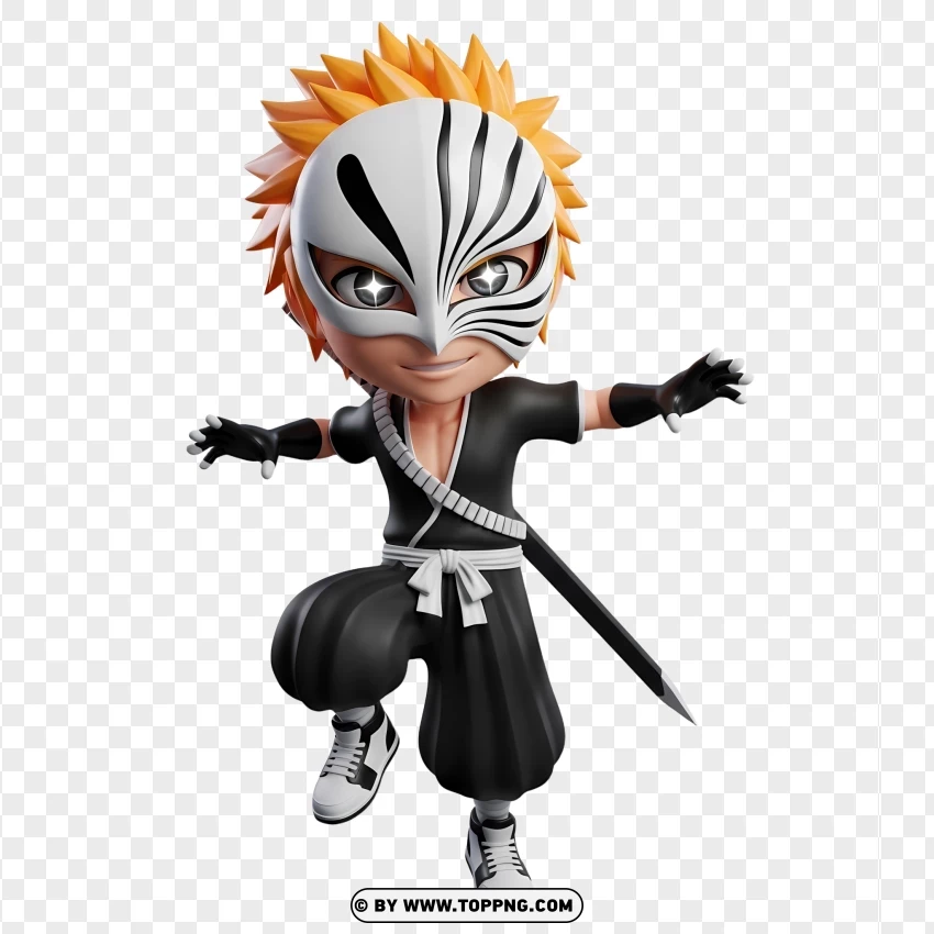 Adorable Ichigo Wearing Hollow Mask Half Face PNG Transparent Background