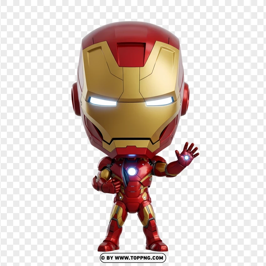 Adorable Iron Man Opening Armor Suit In Hero Pose PNG Transparent Background
