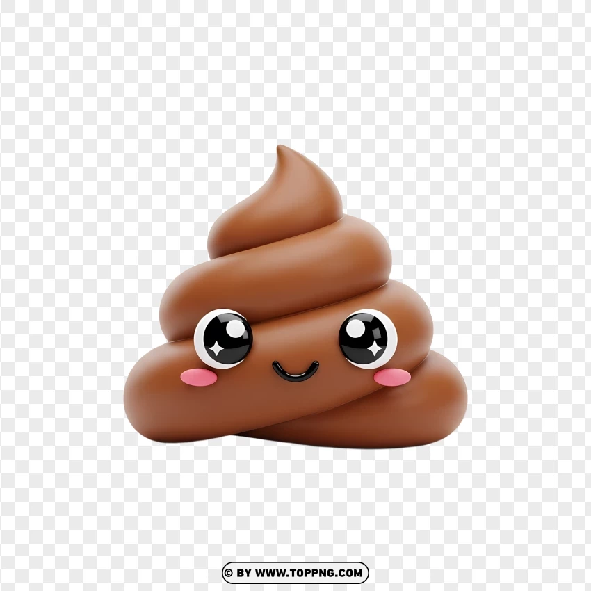Adorable Kawaii Poop Emoji In 3d PNG Transparent Background
