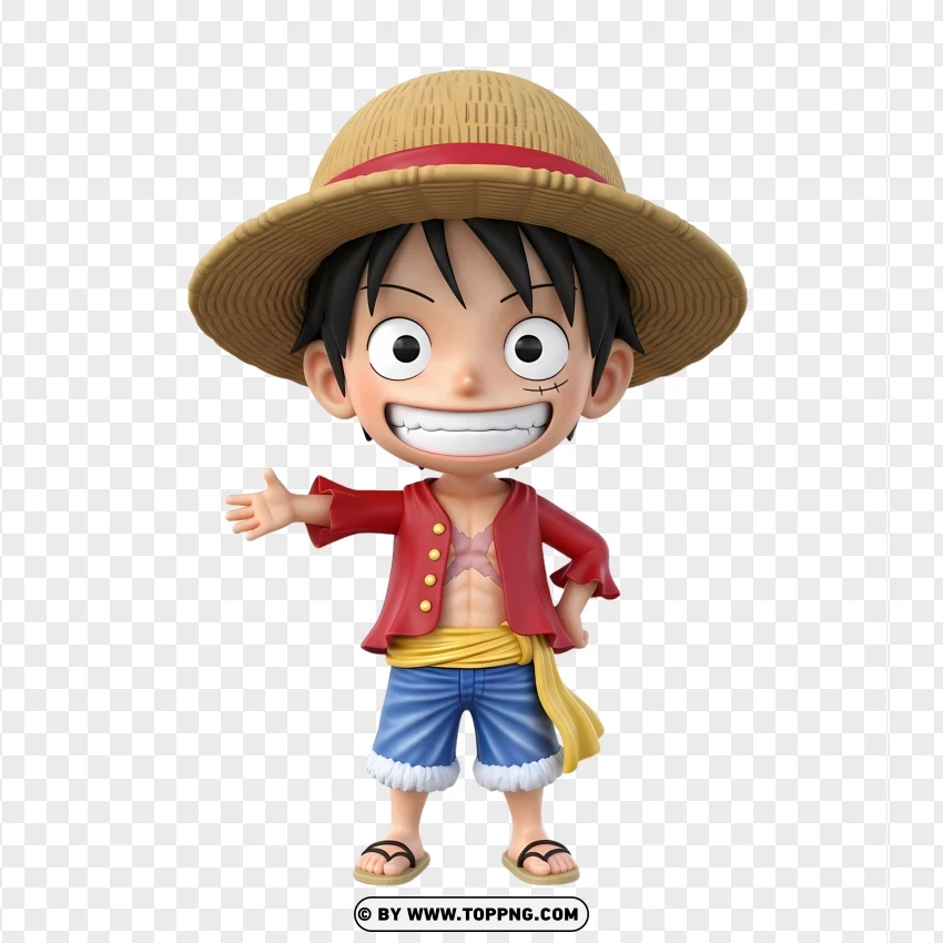 Adorable Luffy 3d Render PNG Transparent Background