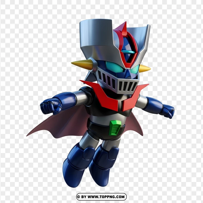 Adorable Mazinger Z Flying With Jets In Chibi Form PNG Transparent Background