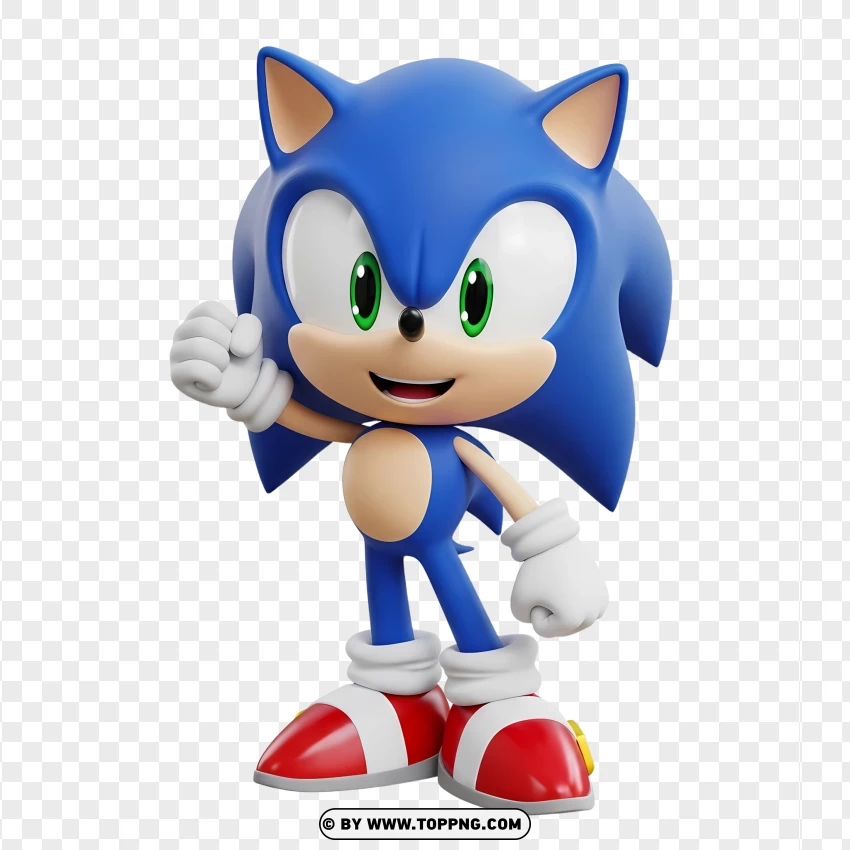Adorable Sonic Victory Pose With Finger Up PNG Transparent Background