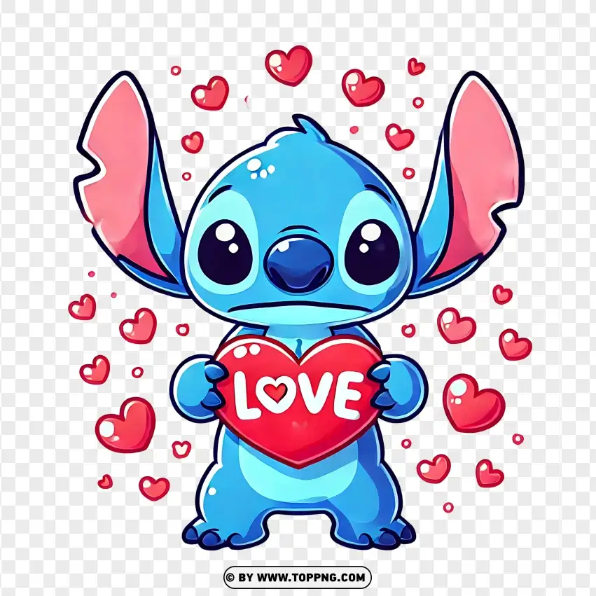 Stitch With Love Balloon Cartoon PNG Transparent Background