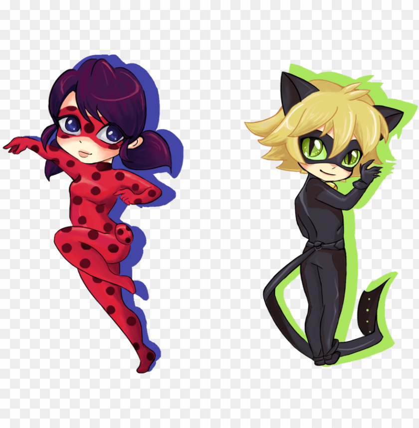 How To Draw Cat Noir Chibi, Ladybug And Cat Noir - Ladybug And Cat Noir  Easy Drawing, HD Png Download, png download, transparent png image