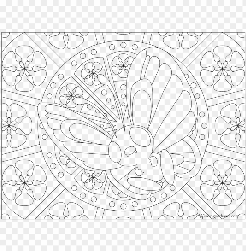 Adult Pokemon Coloring Page Butterfree - Ninetales Pokemon Go Coloring Pages PNG Image With Transparent Background