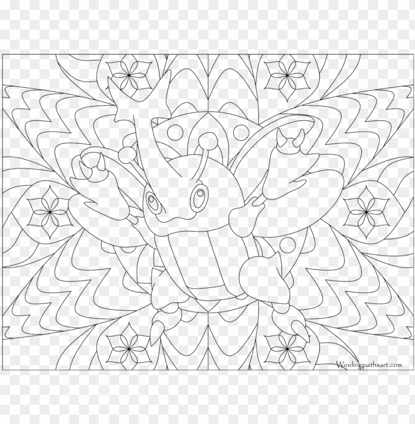 Adult Pokemon Coloring Page Heracross - Coloring Book PNG Image With Transparent Background