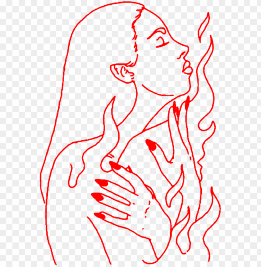 Aesthetic Art Girl Woman Lineart Outline Red Hand Hands - aesthetic roblox art girl