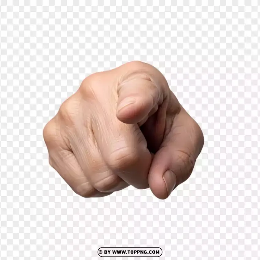 Aged Man Pointing Finger Forward Isolated On White PNG Transparent Background