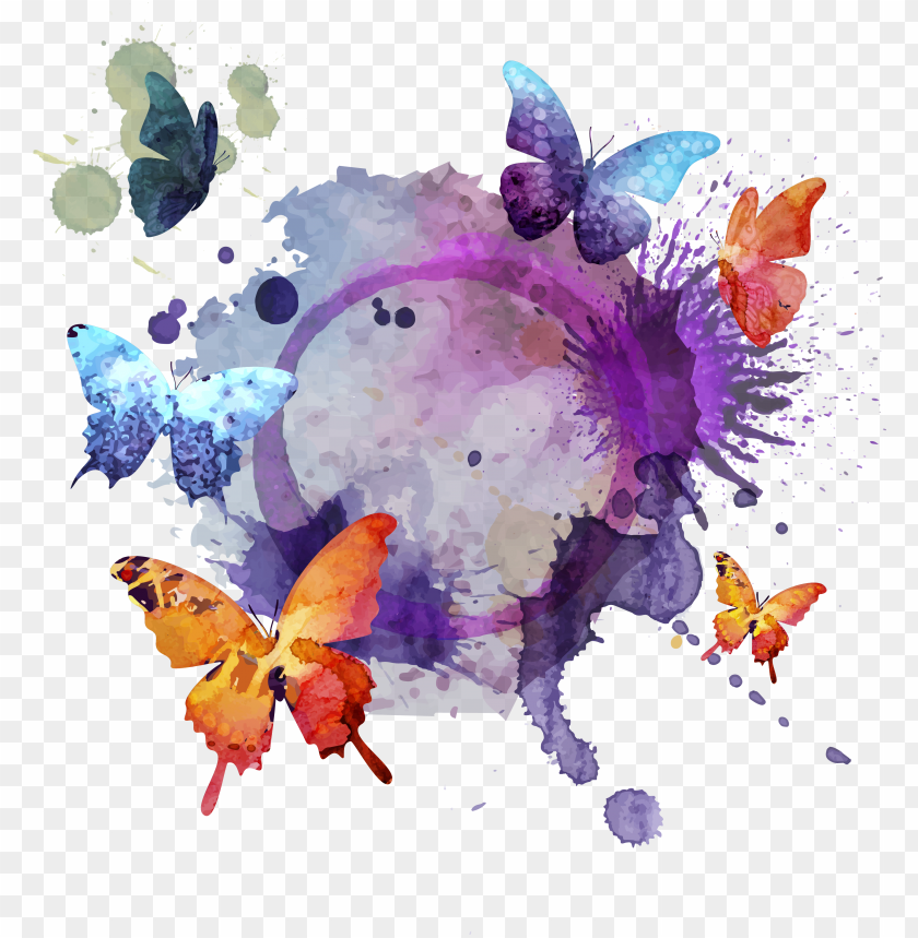 paint, banner, butterfly, frame, drawing, wallpaper, insect