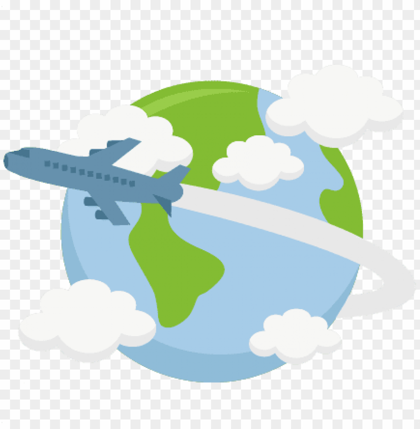 Airplane Going Around The World PNG Image With Transparent Background