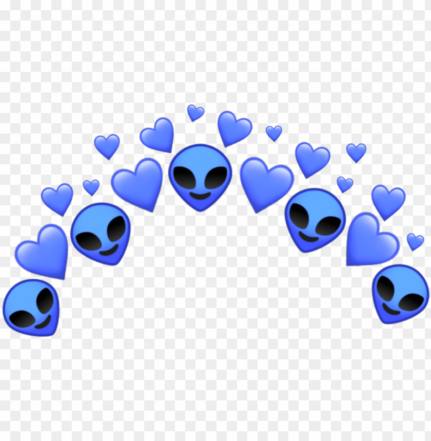 Alien Tumblr Blue Et Emoji Heart Crown Cute Feature Alien Crown Picsart PNG Image With Transparent Background