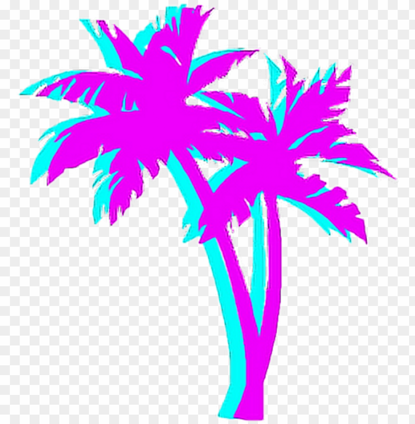 Almtree Palm Night Japan Tumblr Aesthetic Vaporwave Palm Tree