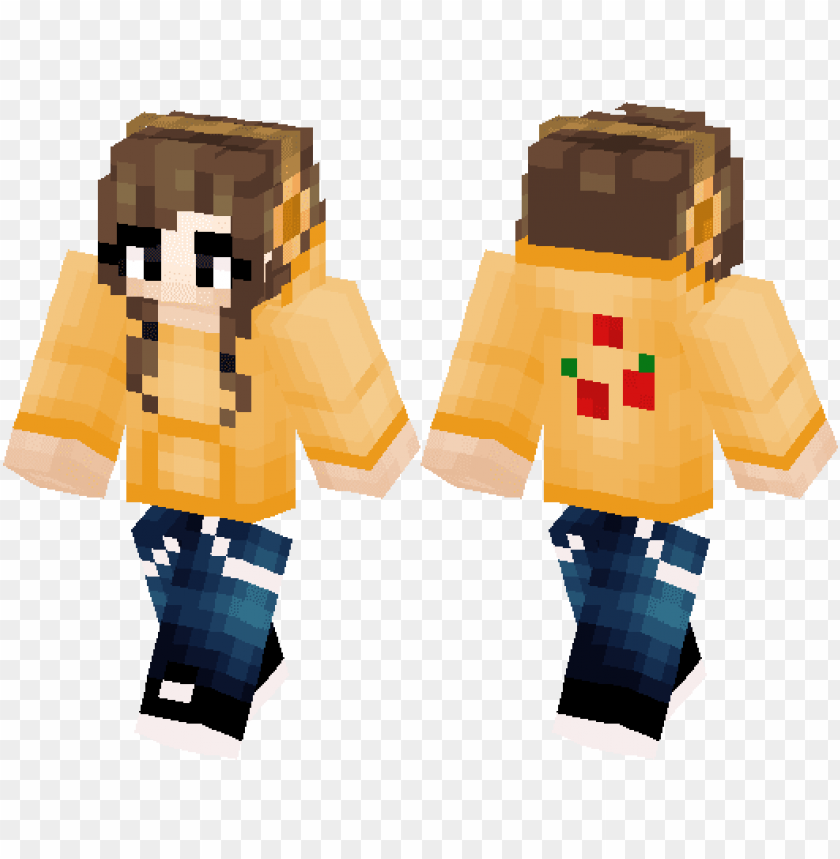 amer girl with orange and apples hoodie xd - minecraft skin steve aoki PNG  image with transparent background | TOPpng