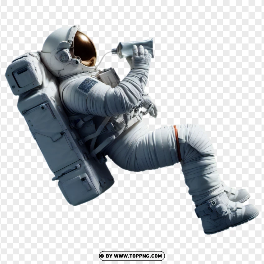 Astronaut seated with a burger, relaxed in zero gravity png