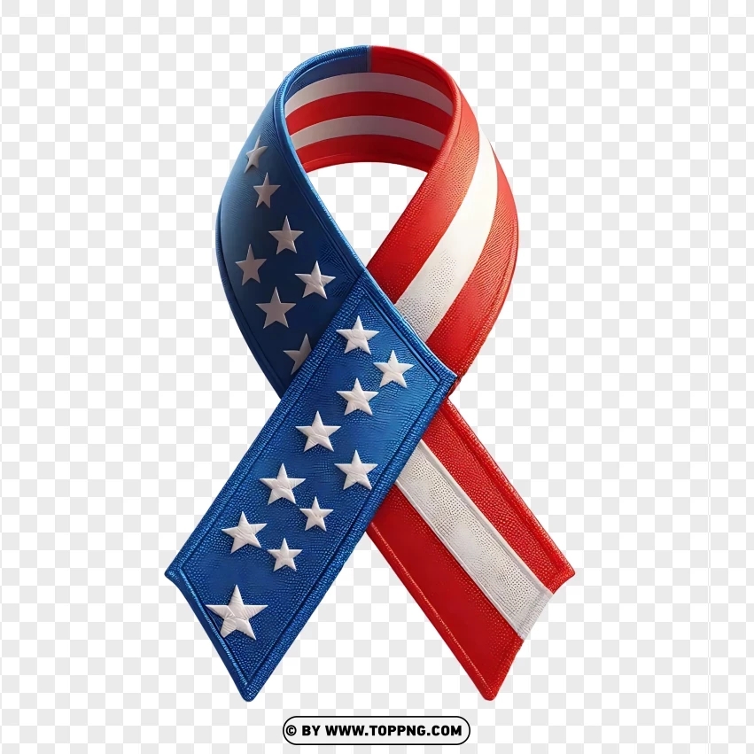 American Flag Memorial Ribbon For Memorial Day Remembrance PNG Transparent Background