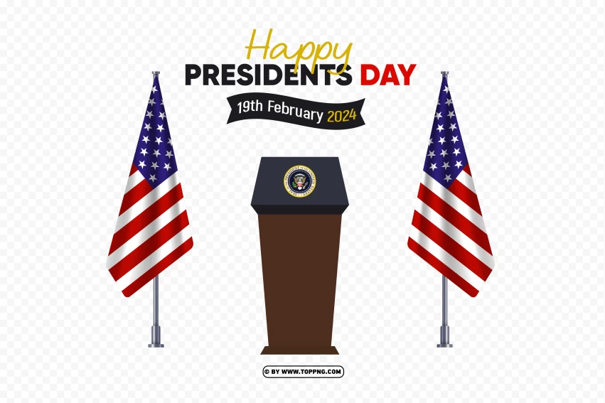 American President Podium With Flags Presidents Day 2024 Png